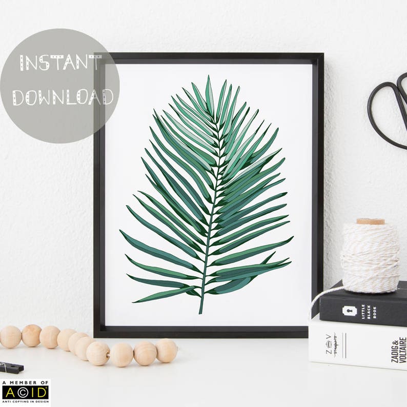 Palm Leaf Poster Art Printable Download | Etsy