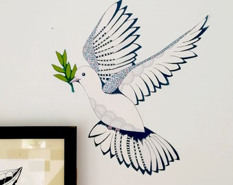 Peace Dove Wall Decal, Bible Wall Art, Christmas Wall Sticker, Christian Wall Art, Christmas Decoration, Baptism Gift