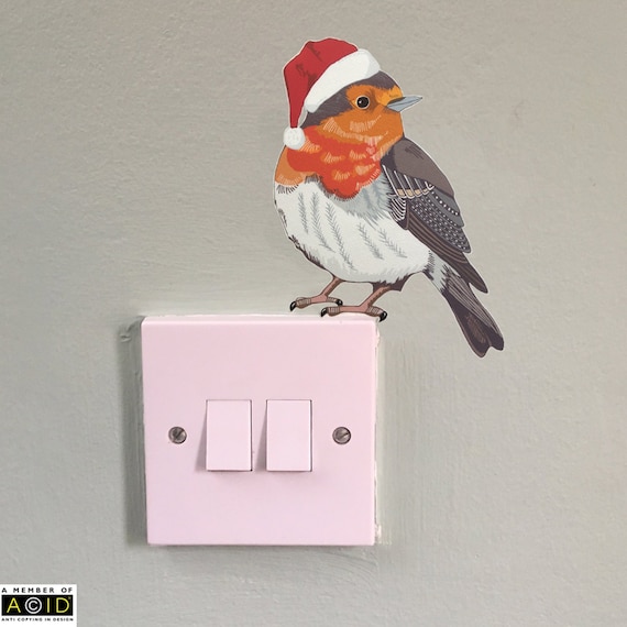 Christmas Robin Wall Decal, Festive Home Decor, Christmas Wall Sticker, Holiday Decor, Christmas Decoration