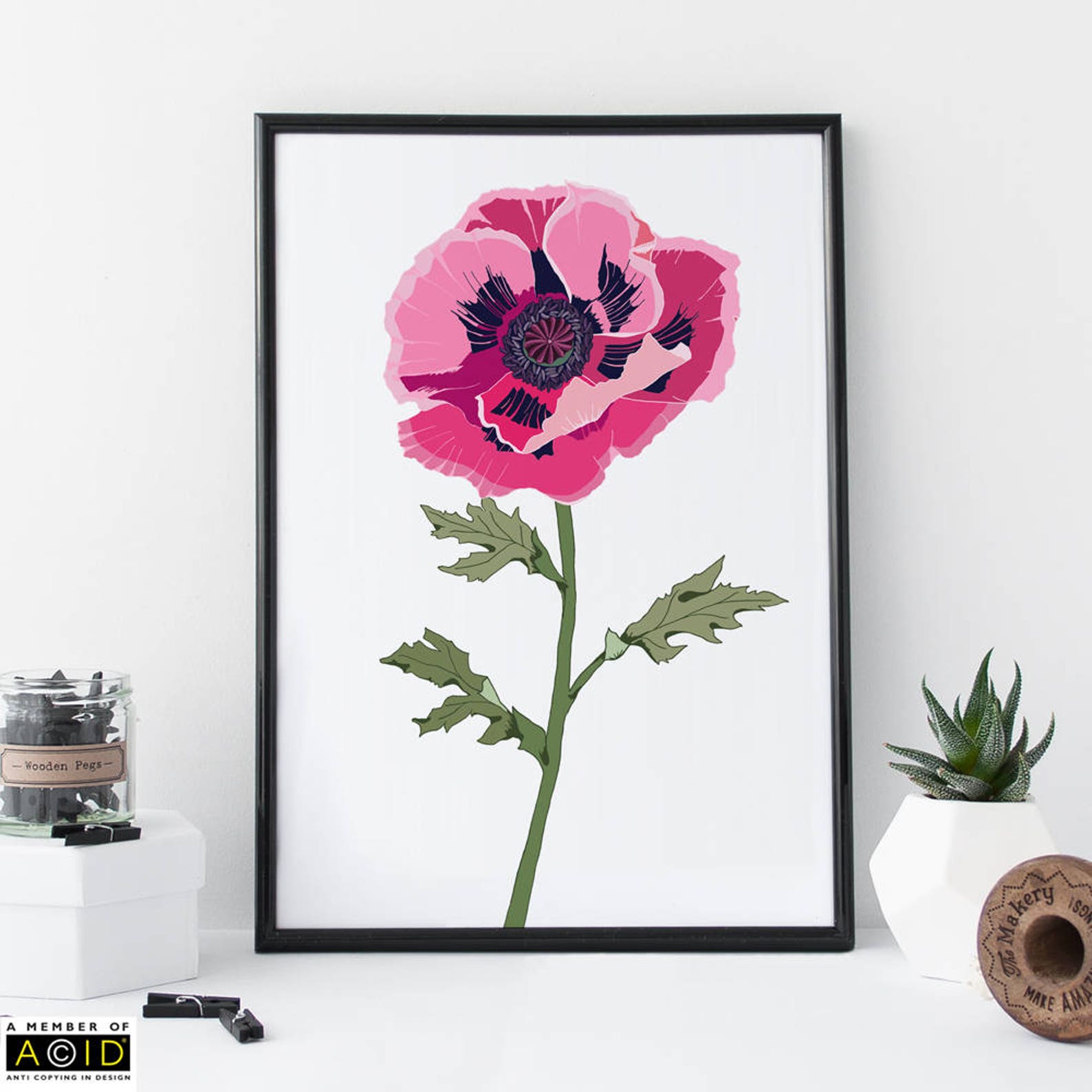 Poppy Wall Art, Modern Botanical Home Decor, Gallery Wall Decor, Gift ...