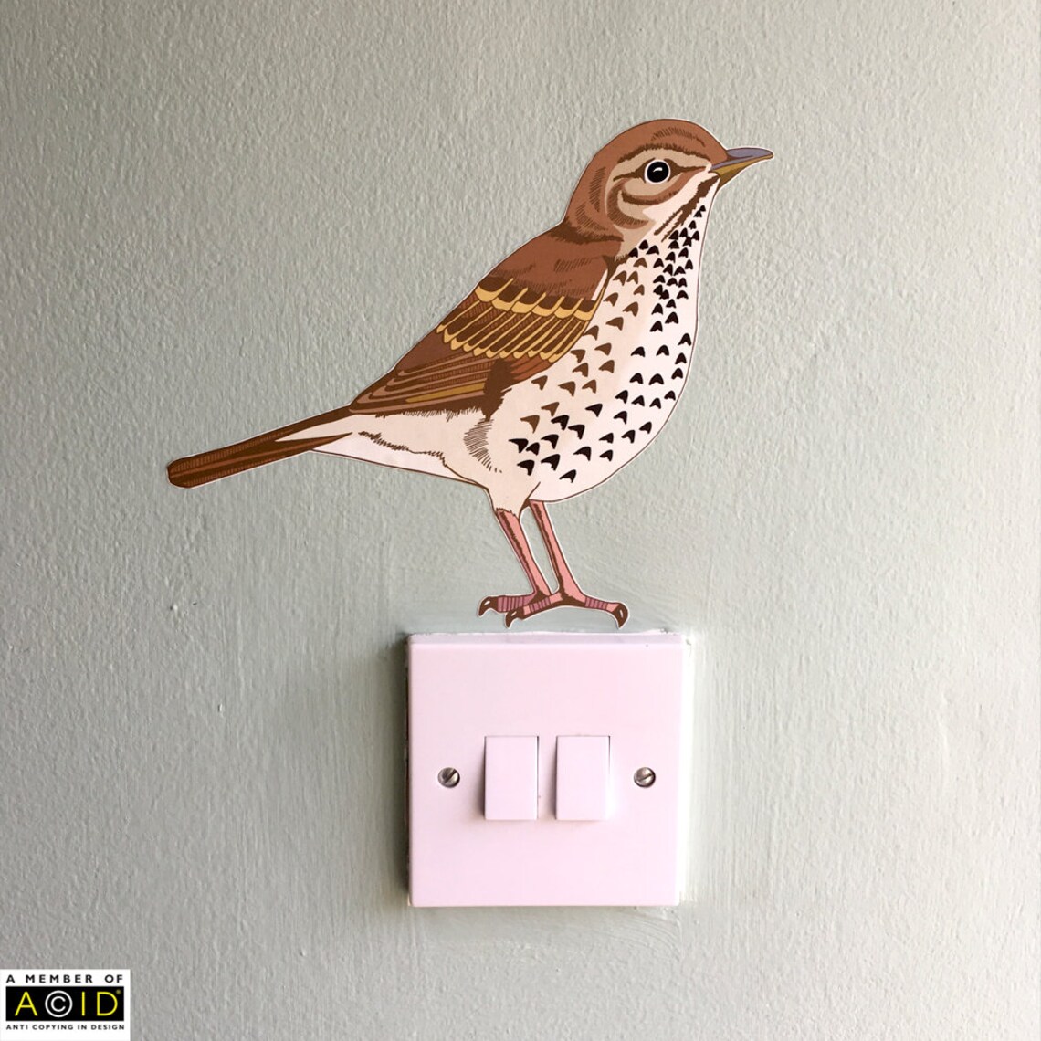 Thrush Bird Sticker Song Thrush Wall Decal, Bird Wall Sticker, Bird Decal, Bird Decor, Bird ...