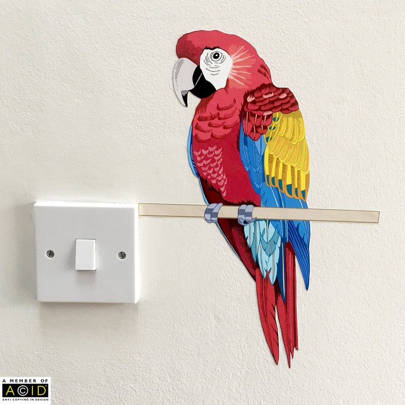 Parrot Wall Sticker Parrot Wall Art Tropical Wall Decor Etsy UK