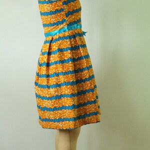 vintage 1960s party dress vintage orange blue dress african inspired print dress vintage 60s orange dress image 4