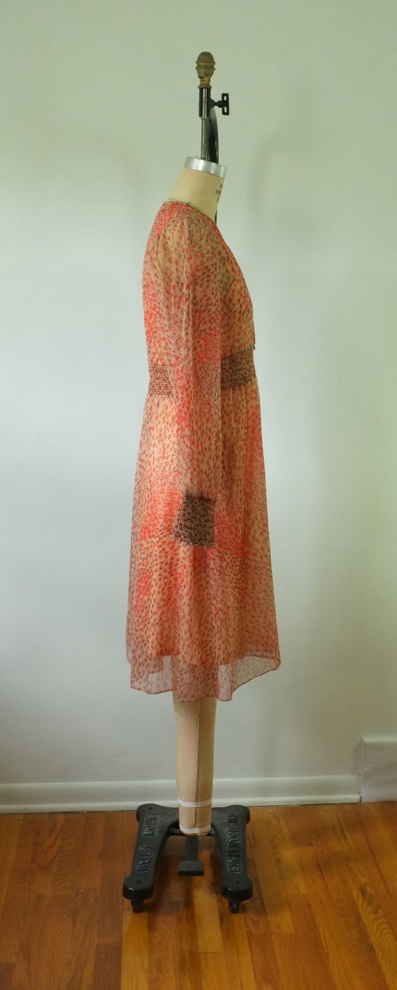 vintage floral chiffon dress | vintage 1970s dres… - image 3