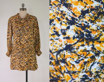 vintage 1960s abstract dress | vintage 60s funky print mini dress | orange & black mini dress | mod 1960s dress