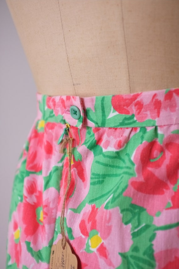 vintage floral maxi skirt | vintage pink and gree… - image 8