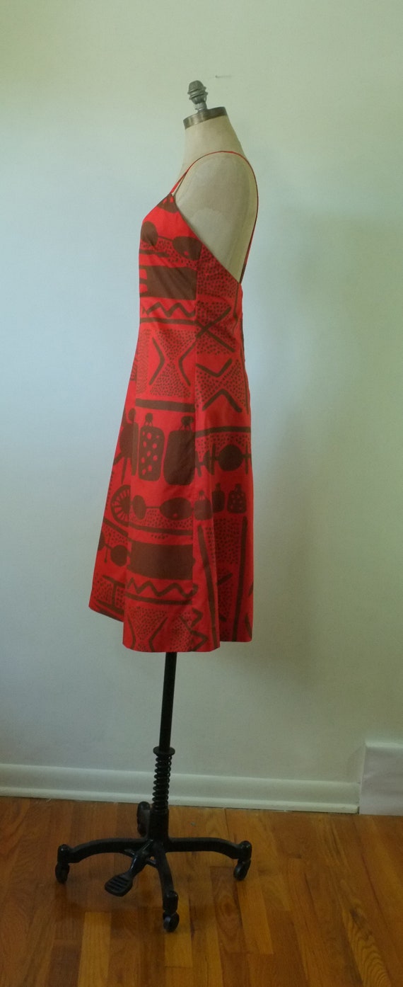 vintage african painted dress | vintage 1970s red… - image 3