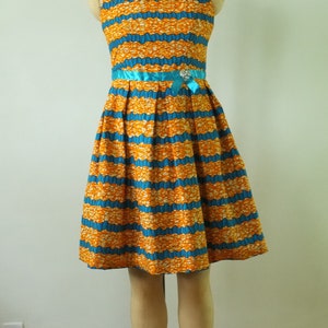 vintage 1960s party dress vintage orange blue dress african inspired print dress vintage 60s orange dress image 3