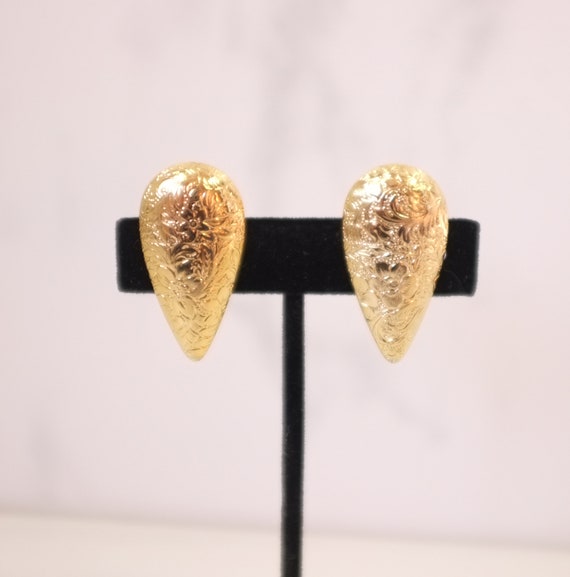 vintage gold floral earrings | vintage 1980s flor… - image 6