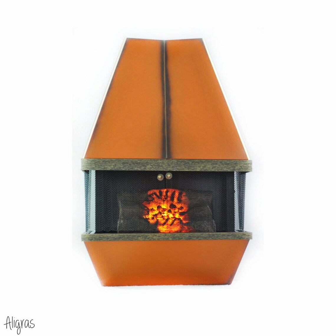 Mid Century Electric Fireplace Orange Retro 1970s Vintage Dyna Etsy