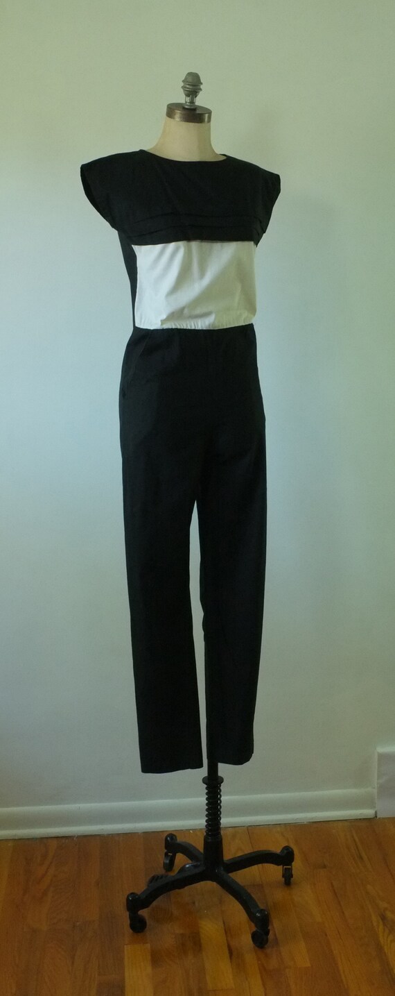 Vintage 1970s jumpsuit | vintage black + white ju… - image 3