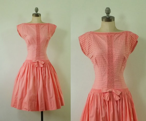 vintage pink 1950s dress | pink 1950s party dress