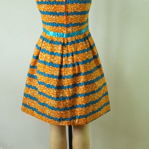 vintage 1960s party dress vintage orange blue dress african inspired print dress vintage 60s orange dress image 5