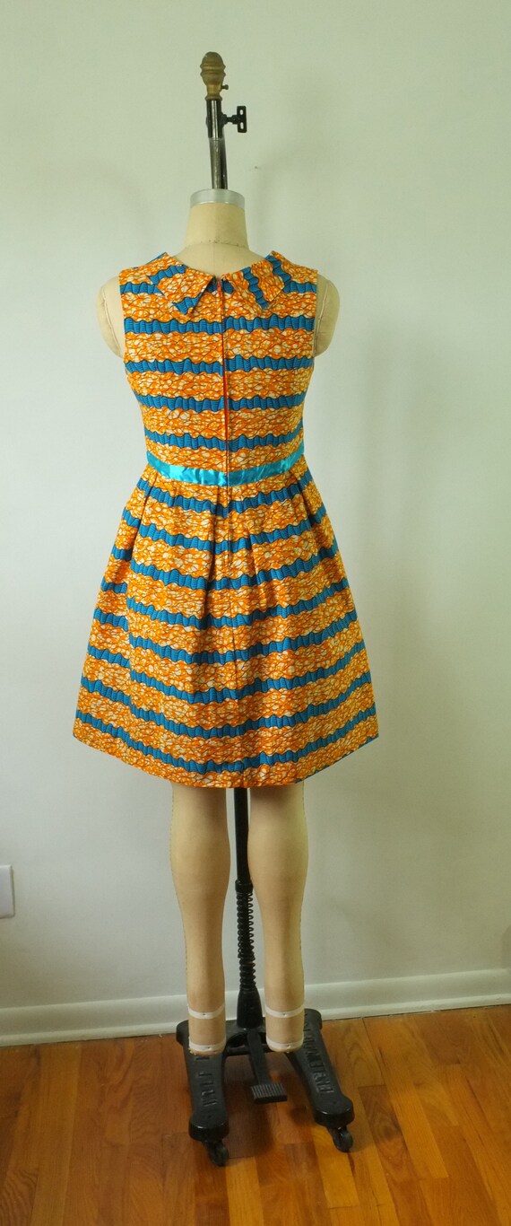 vintage 1960s party dress | vintage orange + blue… - image 5