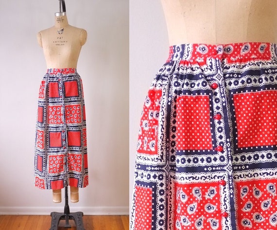vintage bandana skirt | vintage 1970s bandana max… - image 1