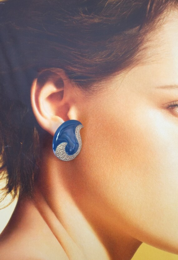 vintage blue + silver earrings | vintage 1980s ove