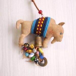 vintage spirit animal necklace vintage Bison necklace vintage handmade spirit animal vintage beaded necklace image 7