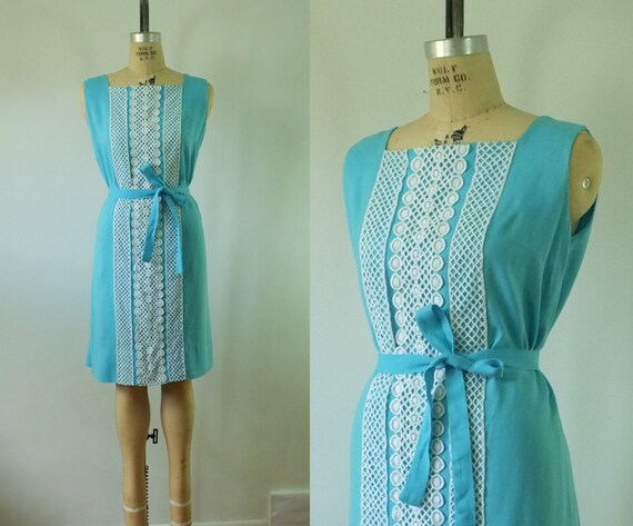 vintage light blue dress | vintage 1960s blue dres