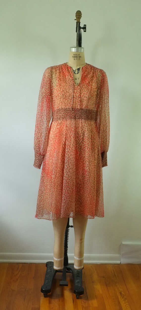 vintage floral chiffon dress | vintage 1970s dres… - image 2