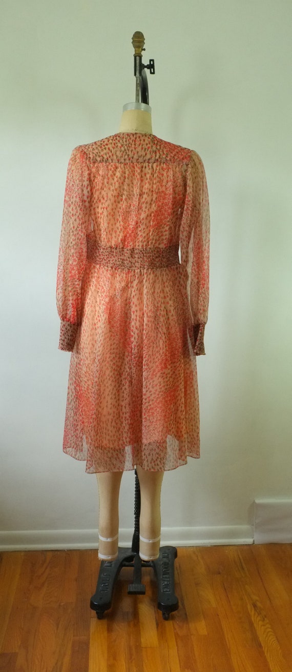 vintage floral chiffon dress | vintage 1970s dres… - image 4