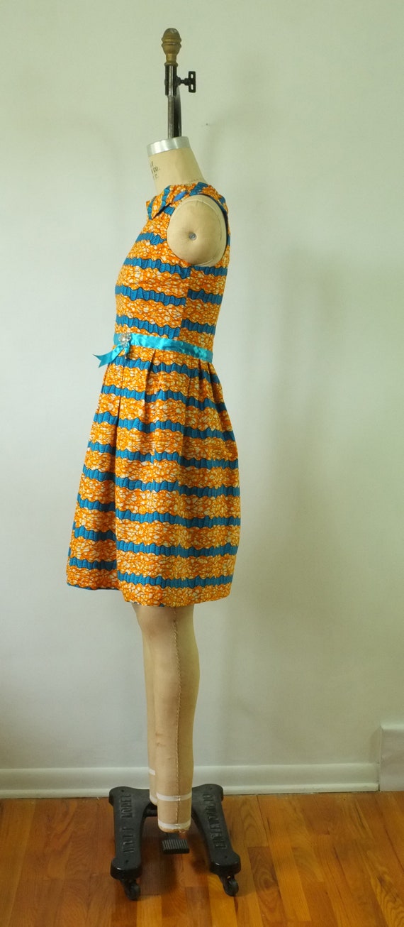 vintage 1960s party dress | vintage orange + blue… - image 6