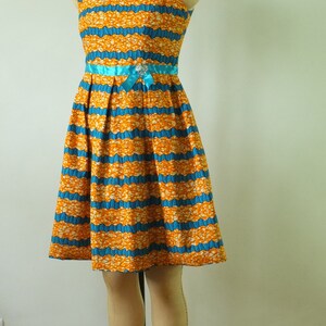 vintage 1960s party dress vintage orange blue dress african inspired print dress vintage 60s orange dress image 7