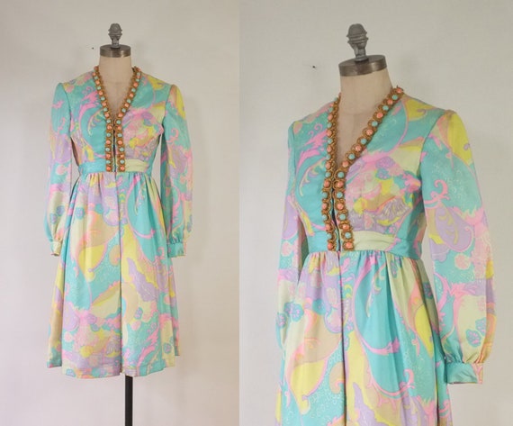 vintage 1960s party dress | vintage pastel satin d