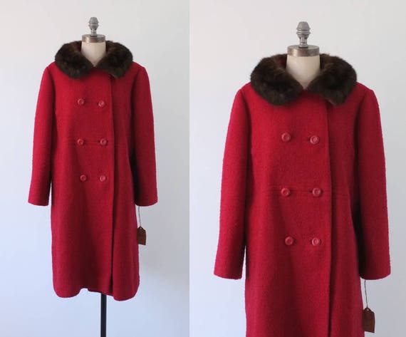 vintage red coat | vintage boucle wool coat | 1960