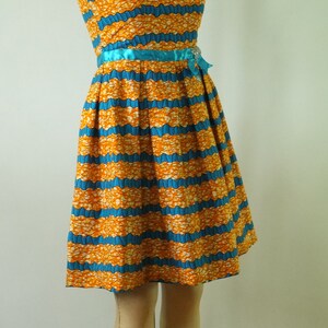 vintage 1960s party dress vintage orange blue dress african inspired print dress vintage 60s orange dress image 2