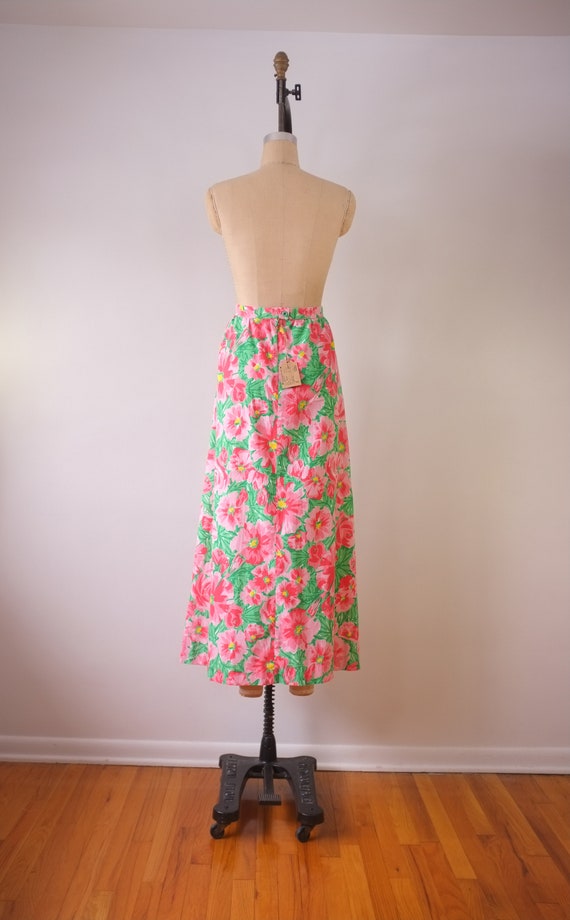 vintage floral maxi skirt | vintage pink and gree… - image 4