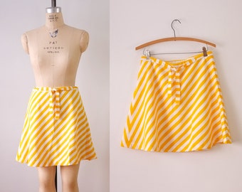 vintage yellow and white skirt | vintage 1980s skort | vintage yellow and white striped skirt |