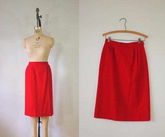 Vintage Pencil Skirt Red 1970s Pendleton Wool Skirt Vintage
