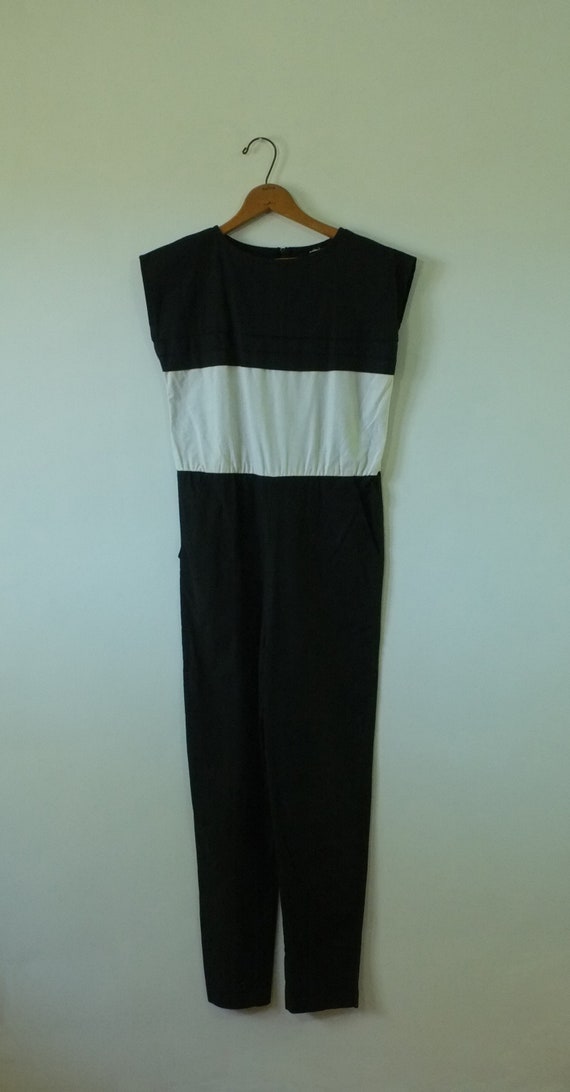 Vintage 1970s jumpsuit | vintage black + white ju… - image 8