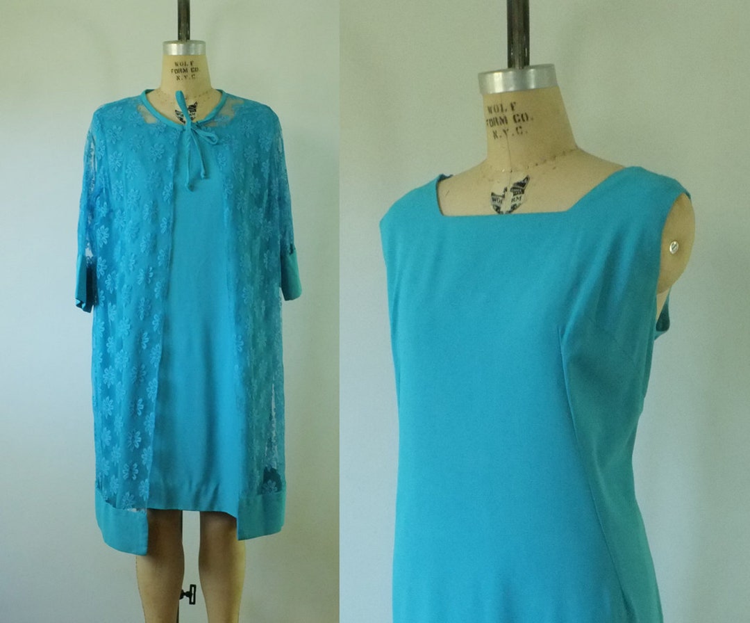 Vintage 1960s Blue Dress Vintage Blue Shift Dress With Lace - Etsy