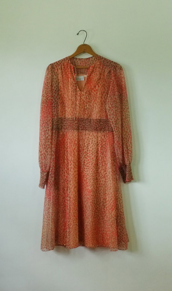 vintage floral chiffon dress | vintage 1970s dres… - image 6