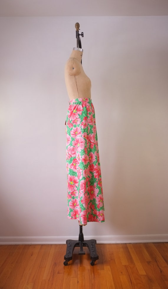 vintage floral maxi skirt | vintage pink and gree… - image 3