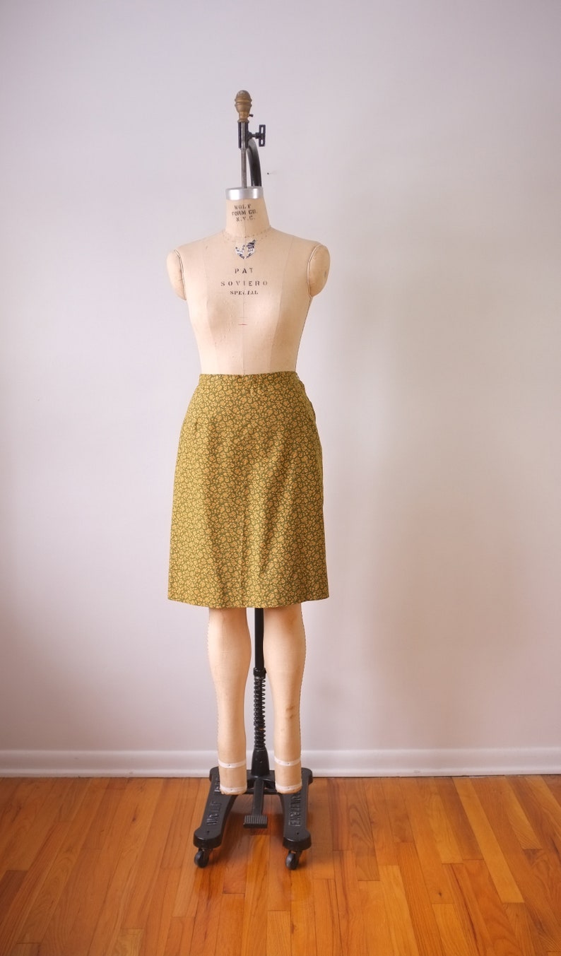 vintage floral skirt suit vintage 1960s green and yellow floral skirt suit vintage Westbury blazer and skirt set image 8
