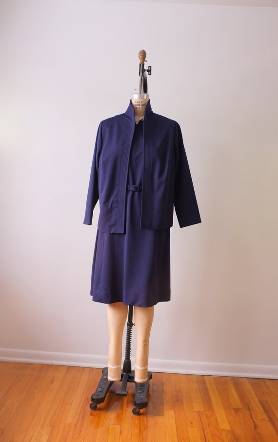 vintage navy dress & jacket set | vintage 1970s n… - image 2