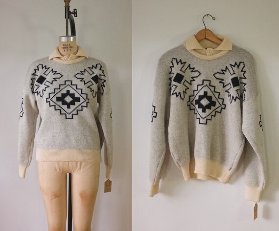 vintage FILA aztec sweater | vintage 1980s FILA pu