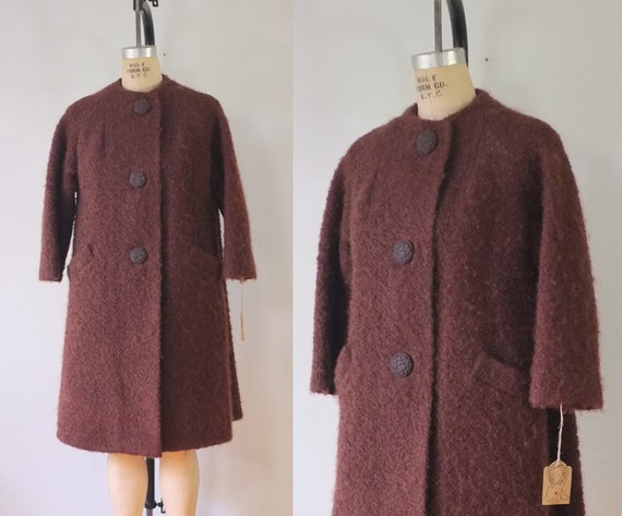 vintage brown boucle wool coat | vintage brown woo