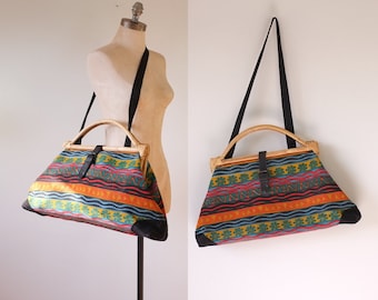 vintage bohemian travel bag | vintage tapestry suitcase duffle bag | vintage 1980s boho cross body bag | vintage travel bag