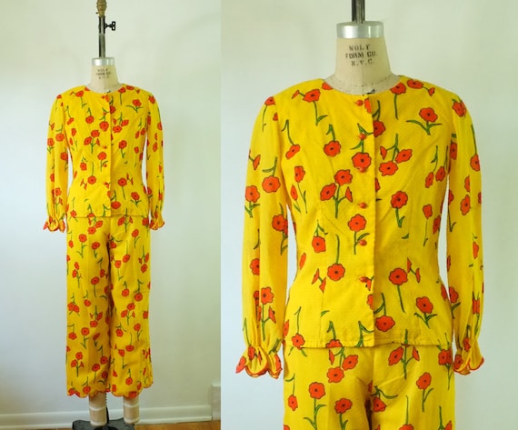 vintage floral suit | vintage 1970s pant suit | ye