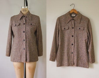 vintage 1970s shirt jacket | vintage lightweight jacket | vintage 1970s wool button up shirt