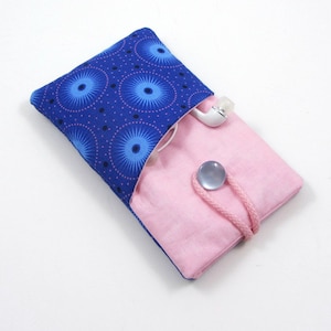 Etui portable souple, bleu et rose, housse smartphone, étui i Phone avec compartiment, pour elle