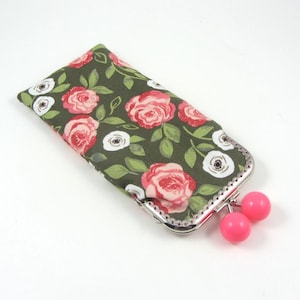 Floral Glasses Case: Retro Kisslock Pouch, Handmade in France