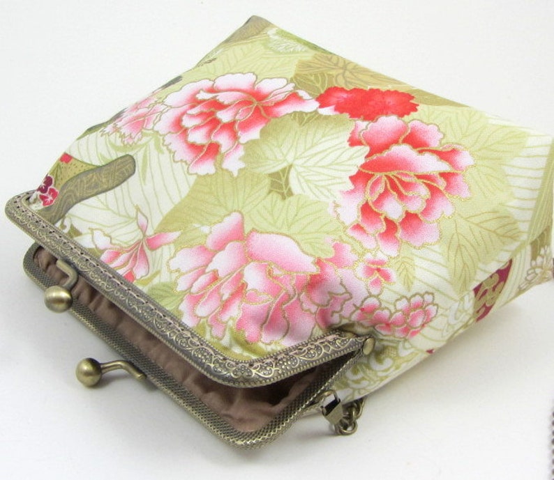 floral cotton purse for her flowers and bird print bag small frame purse sling bag Crossbody bag womens bag with chain