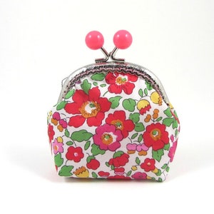 Porte monnaie en coton, Liberty of London Betsy,  fermoir clip boules, petit porte -monnaie, idée cadeau pour femme