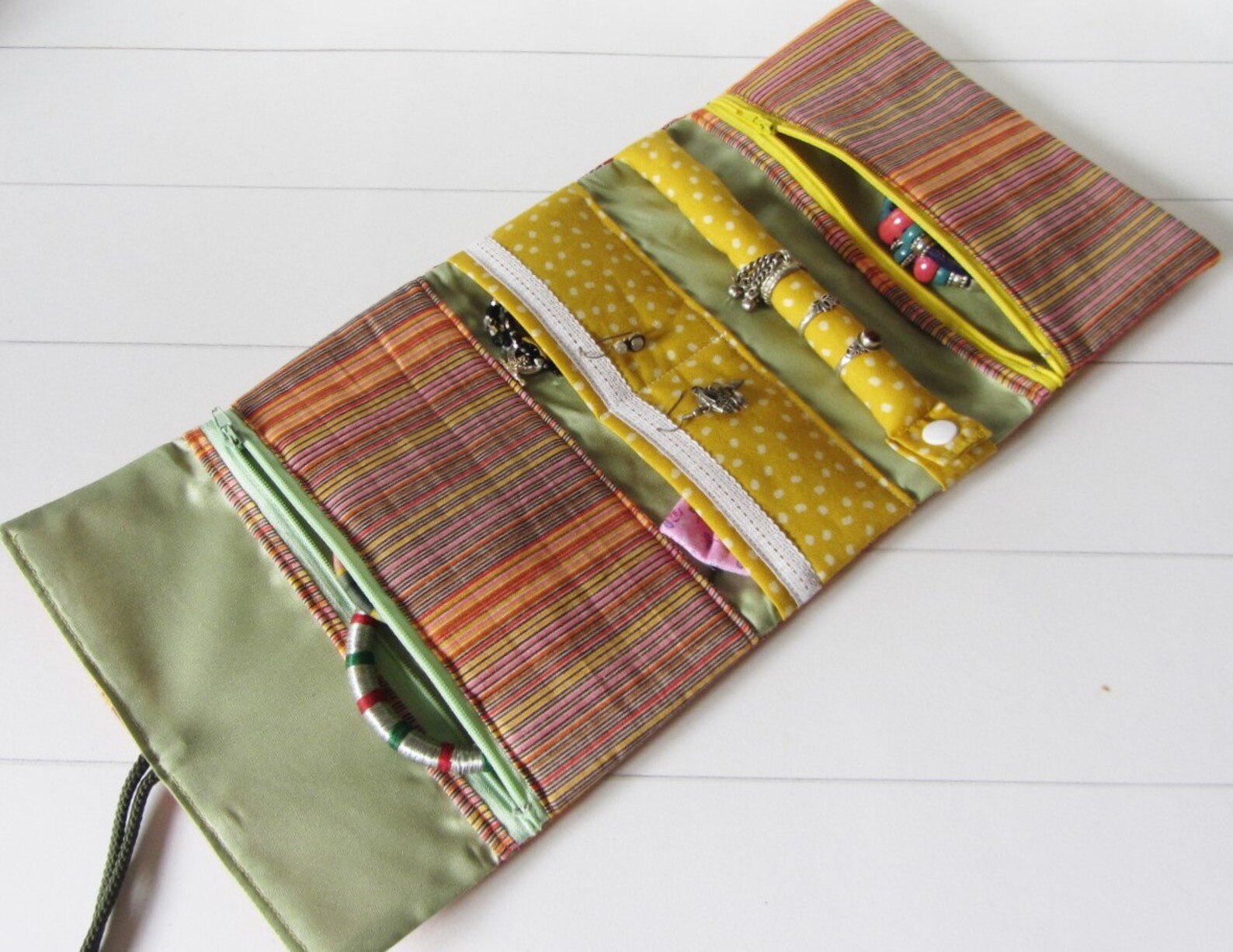 Travel jewelry organizer soft jewelry case fold up pouch Etsy