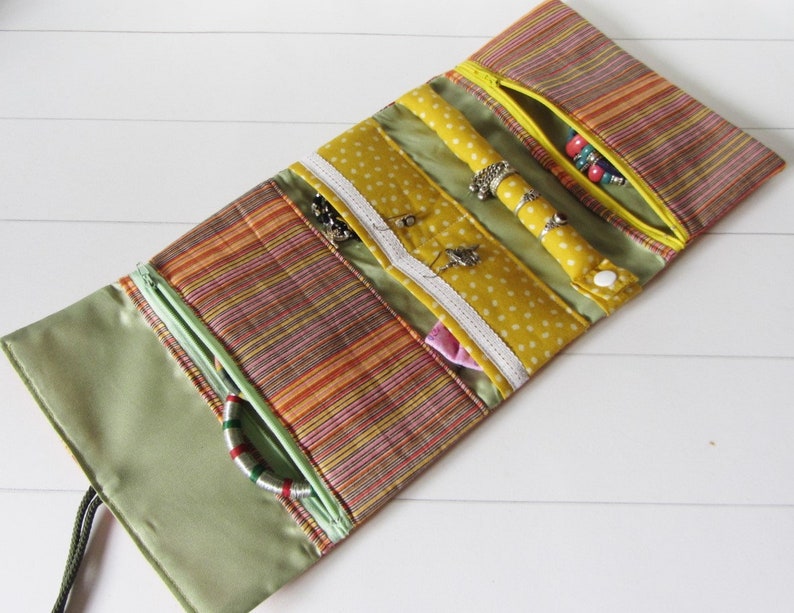 Travel jewelry organizer soft jewelry case fold up pouch Etsy