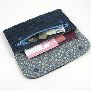 Cartera de terciopelo de chenilla con compartimento con cremallera, cartera para teléfono móvil en azul noche, portadocumentos de viaje, regalo para ella